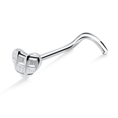 Checked Heart Silver Curved Nose Stud NSKB-05a